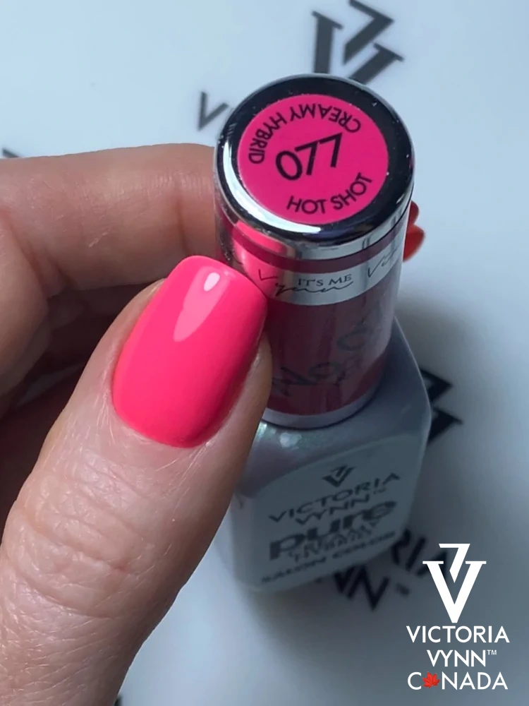 Best Bright Neon Pink Nails Victoria VYNN Pure Creamy Hybrid 077 Hot Shot