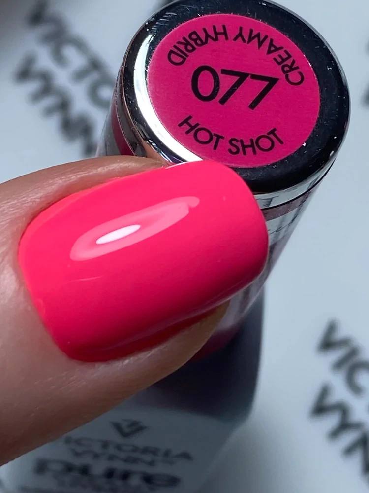 Best Bright Neon Pink Nails Victoria VYNN Pure Creamy Hybrid 077 Hot Shot 1 3