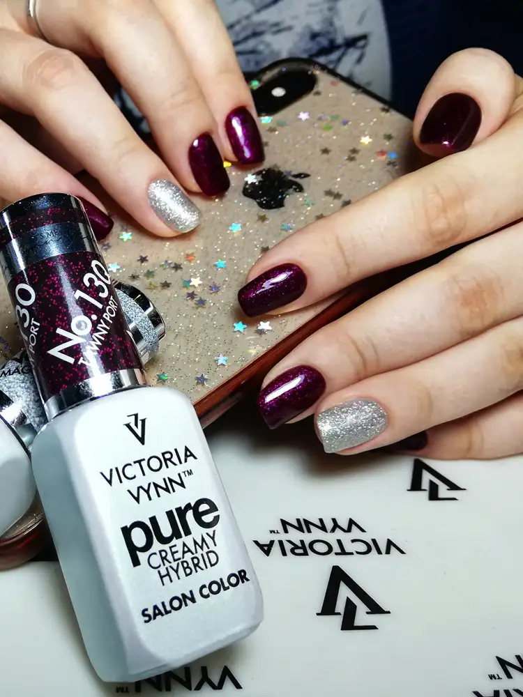 victoria vynn pure creamy sparkling burgundy nails tawny port no. 130