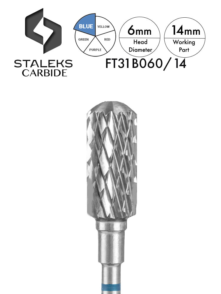 Staleks PRO Carbide Nail Drill Bit “Rounded Cylinder” 8 Carbide Safe Rounded Cylinder blue 6mm 1