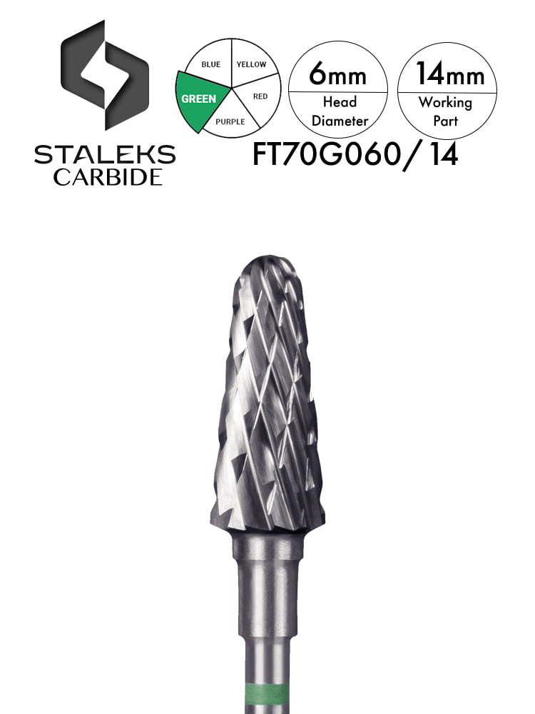 Staleks PRO Carbide Nail Drill Bit “Frustum” 10 Frustum Carbide green 6mm