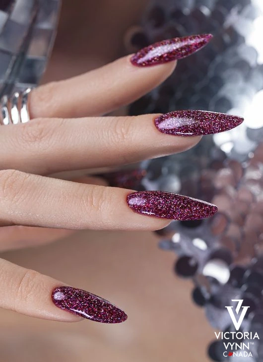 Reflective disco gel polish Victoria VYNN 327 Rouge Funk