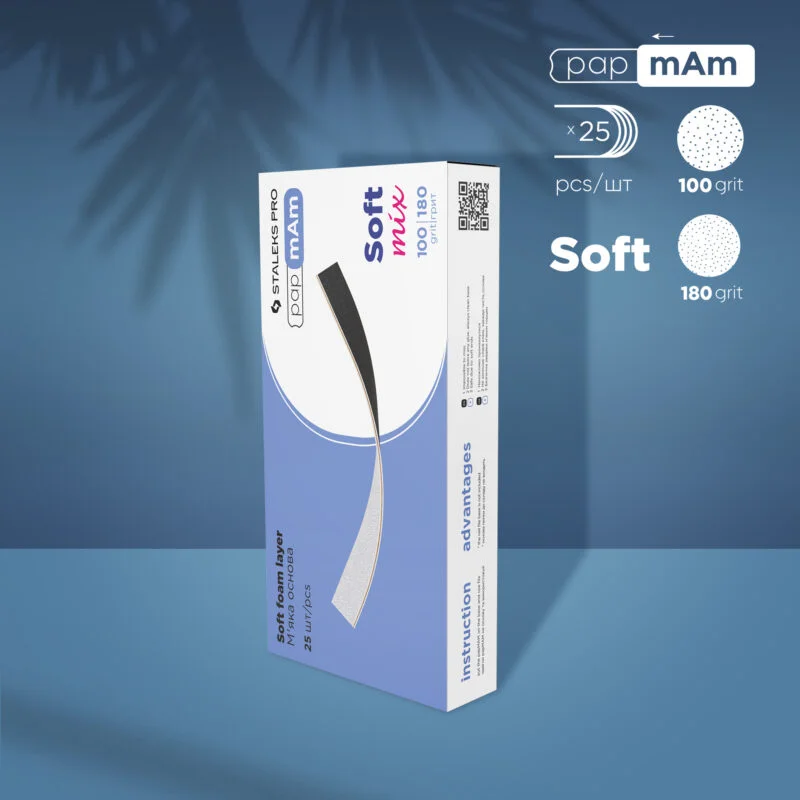 Staleks PRO Disposable double-sided files papmAm Mix on soft foam layer EXPERT 20 100/180 grit (25 pcs) 2 dfcemix 20 100 180 1 800x800 1