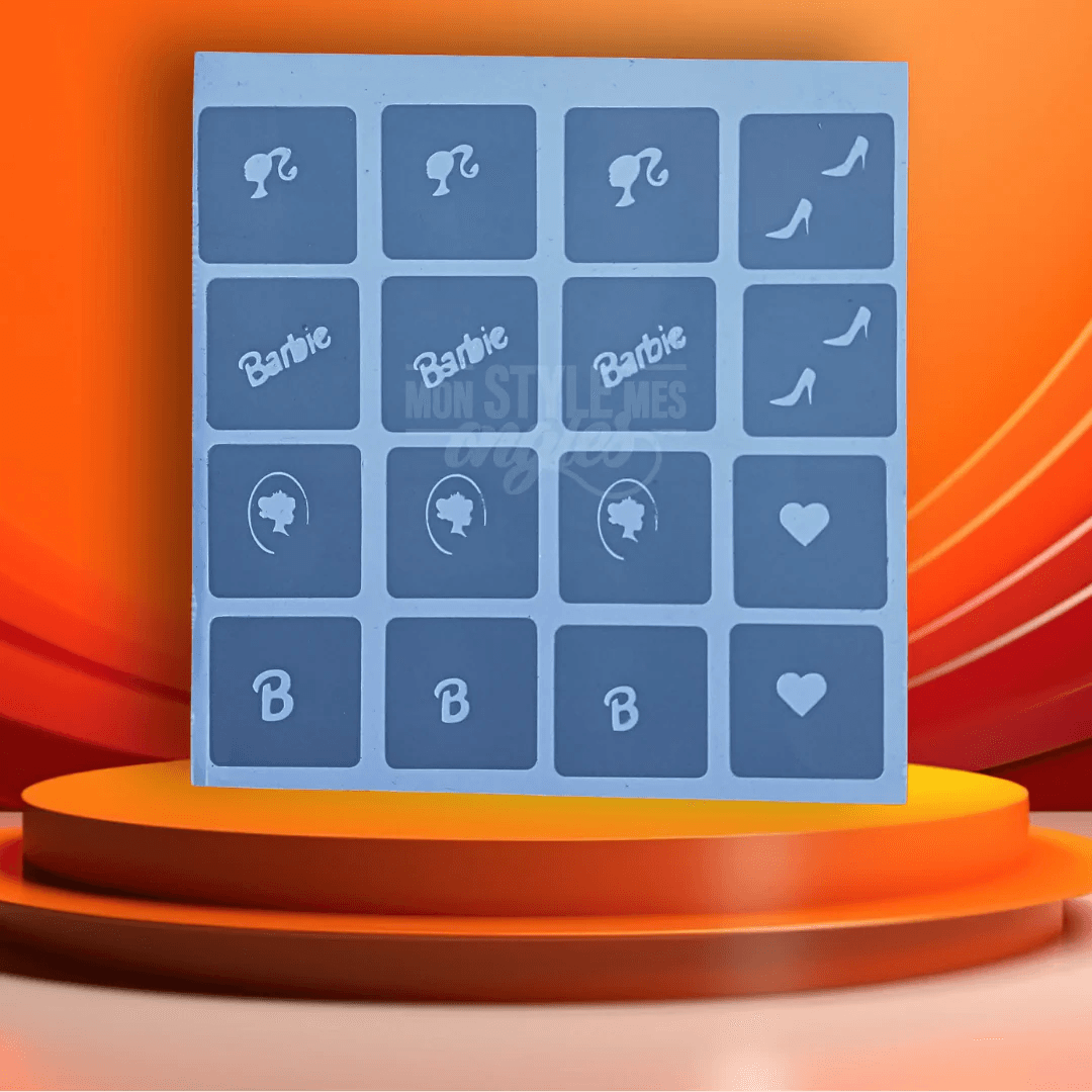 MSMO Stencil BARBIE #1 – Pochoir Airbrush & Nail Art pour Ongles 2 barbie 1