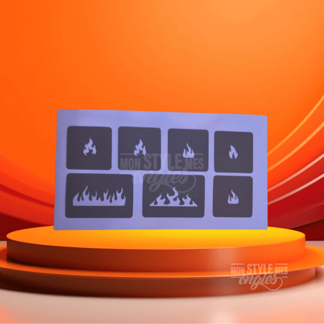 MSMO Stencil Airbrush – Feu & Flamme | Nail Art Intense & Audacieux 2 flamme 1