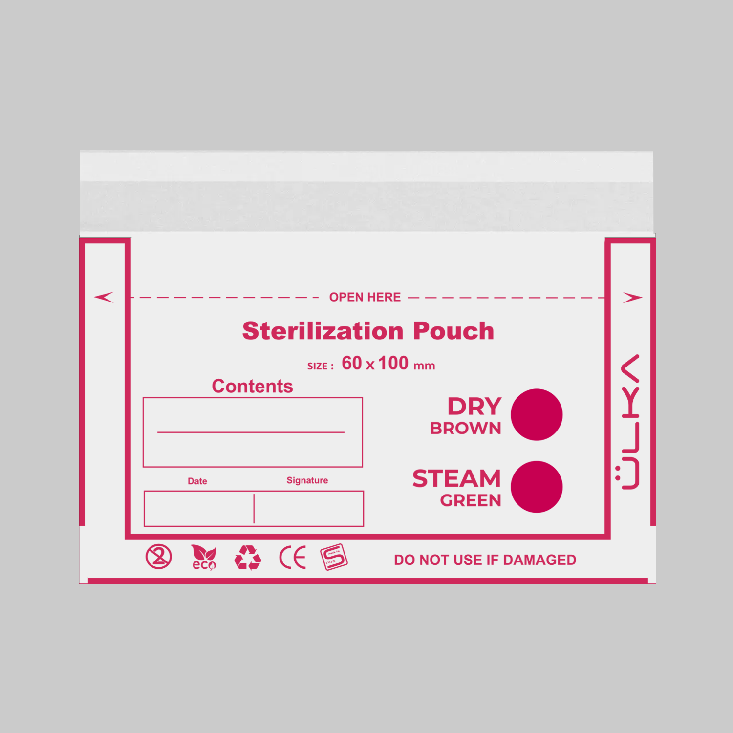 ÜLKA Sterilization pouches with indicator 100mmx60mm (100 pcs) 2 60h100 1