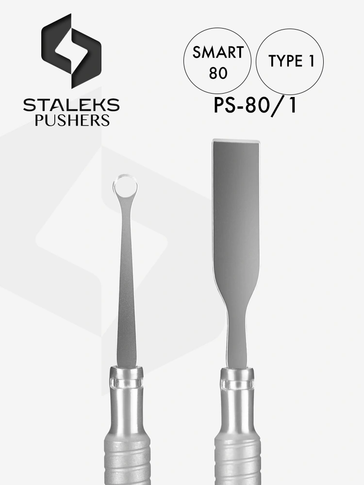 Outil 2 en 1 pour repousser les cuticules Staleks Smart 80 Type 1 : repousse-cuticules droit, plat et en boucle