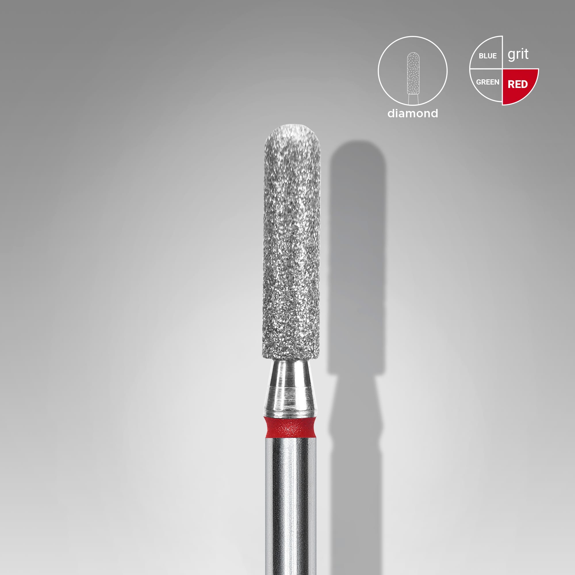 Foret à ongles Staleks Diamond, " cylindre arrondi ", rouge, diamètre de la tête : 2,5 mm, longueur utile : 10 mm (FA30R025/10)
