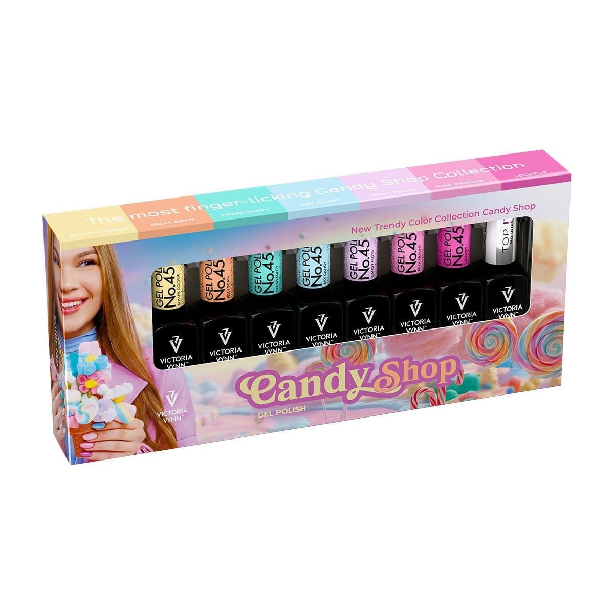 Victoria VYNN, lot de 8 « Candy Shop » 452-458 + « Top IT No Wipe »