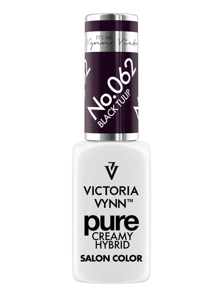El mejor esmalte en gel de color morado oscuro casi negro «Aubergine» de Victoria VYNN, híbrido cremoso puro 062 «Black Tulip»