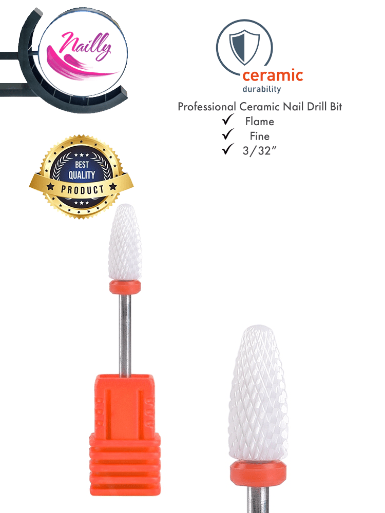 Foret professionnel en céramique pour ongles Nailly, Flame, fin/grossier, 3/32", rouge
