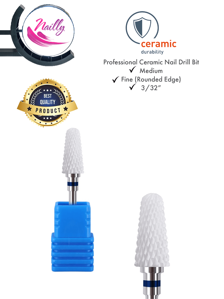 Foret professionnel en céramique Nailly " Flame », grain moyen-grossier, 3/32", bleu (bord arrondi)