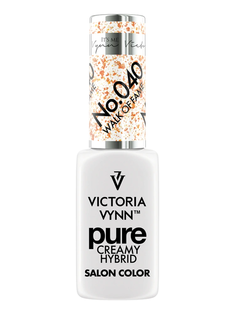 Uñas con purpurina dorada encantadoras: Victoria VYNN Pure Creamy Hybrid 040 Walk of Fame