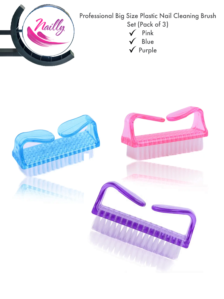 Grande brosse en plastique pour le nettoyage des ongles Nailly Professional (lot de 3)