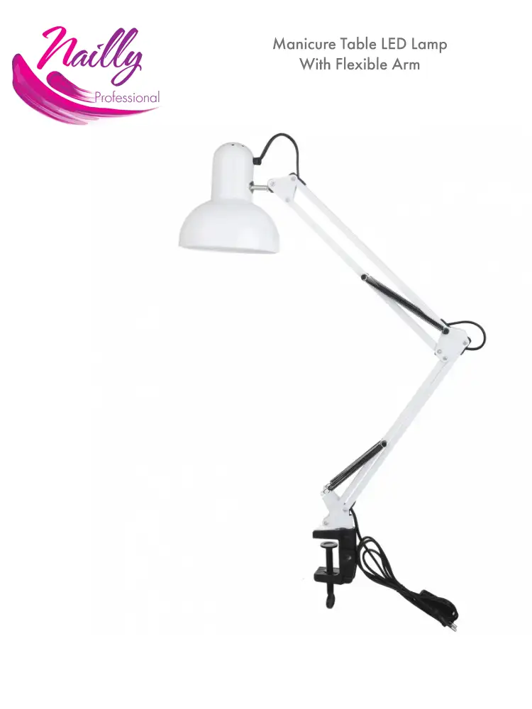 Lampe de table professionnelle pour manucure, avec bras pivotant flexible, blanche