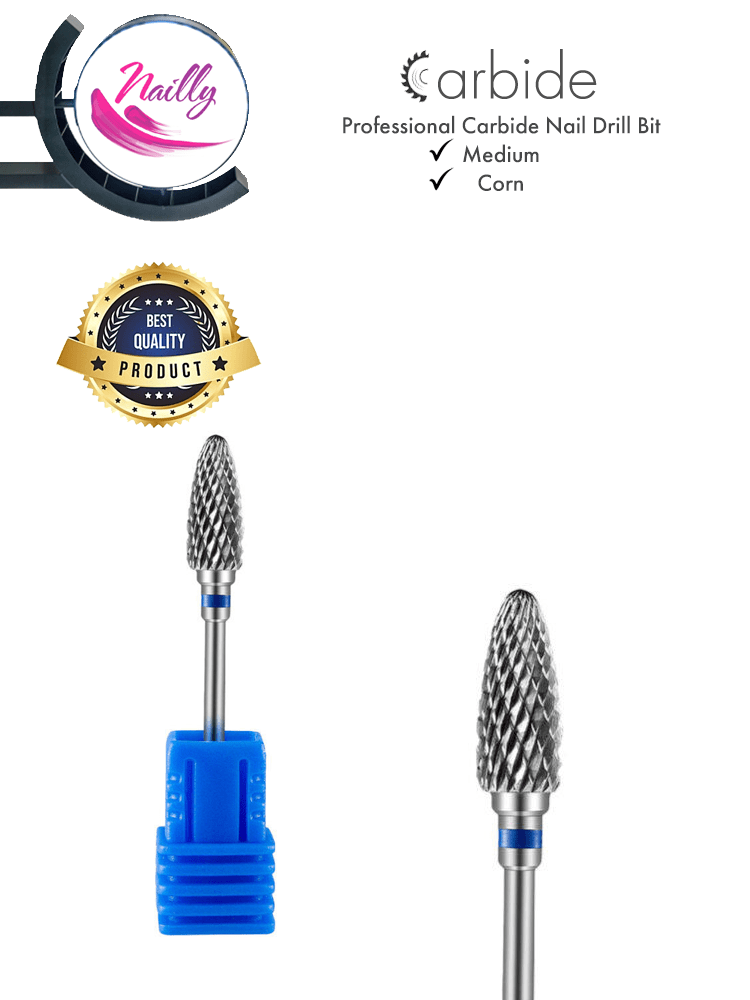 Broca profesional de carburo para uñas Nailly, forma de mazorca, azul medio