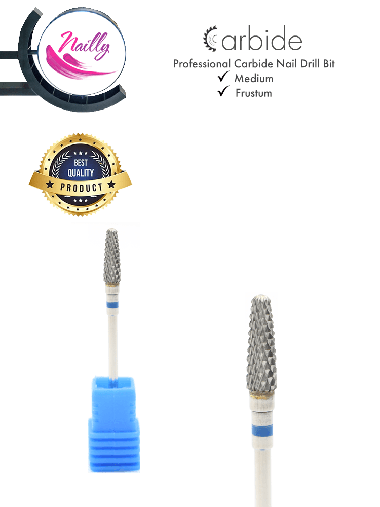 Broca profesional de carburo para uñas Nailly, modelo Corn Slim, mediana, azul