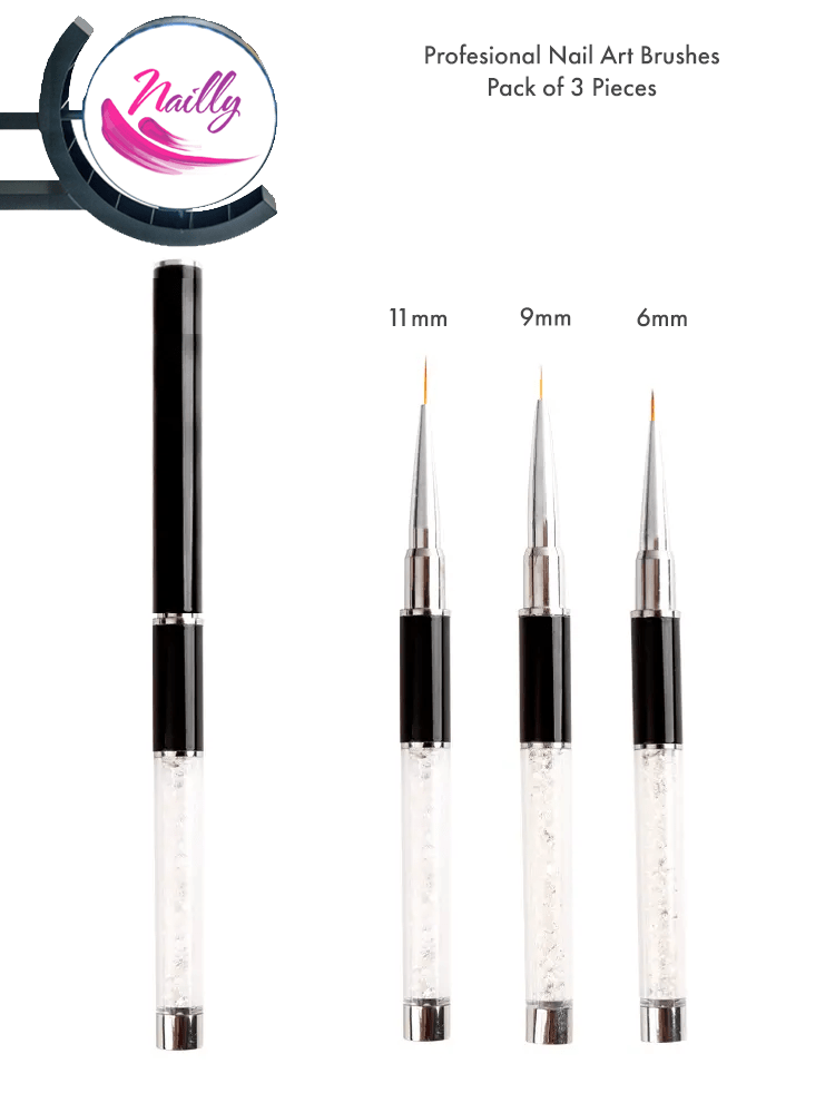 Kit professionnel de pinceaux pour nail art Nailly Basic (lot de 3)