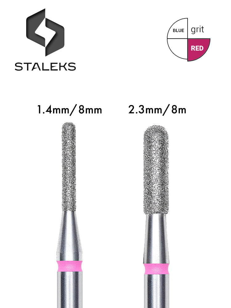 Fraises professionnelles pour ongles en diamant, cylindriques arrondies, rouges