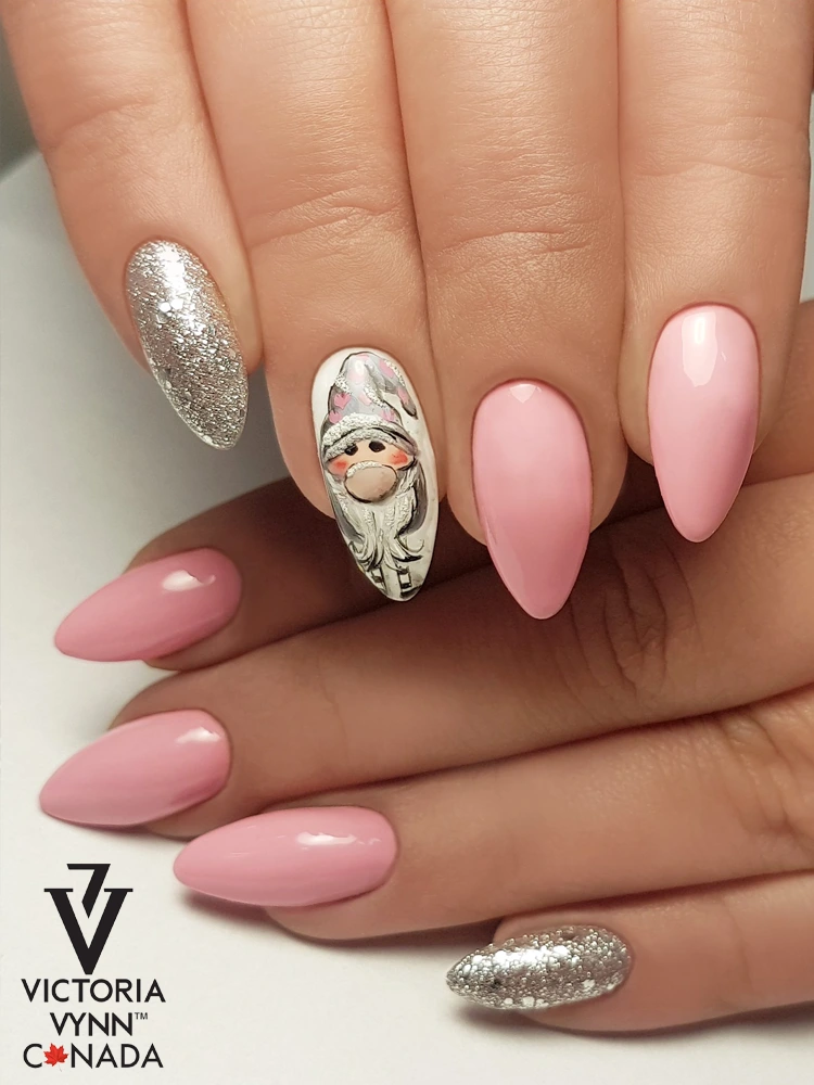Uñas con purpurina plateada brillante Victoria VYNN Pure Creamy Hybrid 039 Luxury Silver
