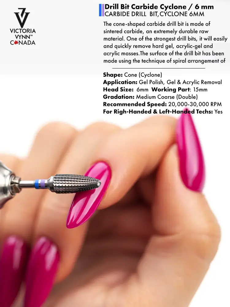 Victoria VYNN: las mejores brocas de carburo de alta calidad para manicura, modelo Cyclone profesional de 6 mm