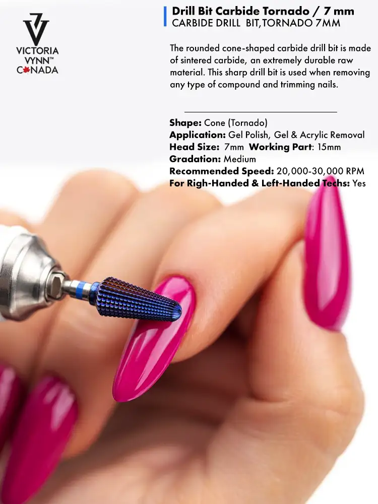 Victoria Vynn: las mejores brocas de carburo para uñas, modelo Professional Tornado, 7 mm