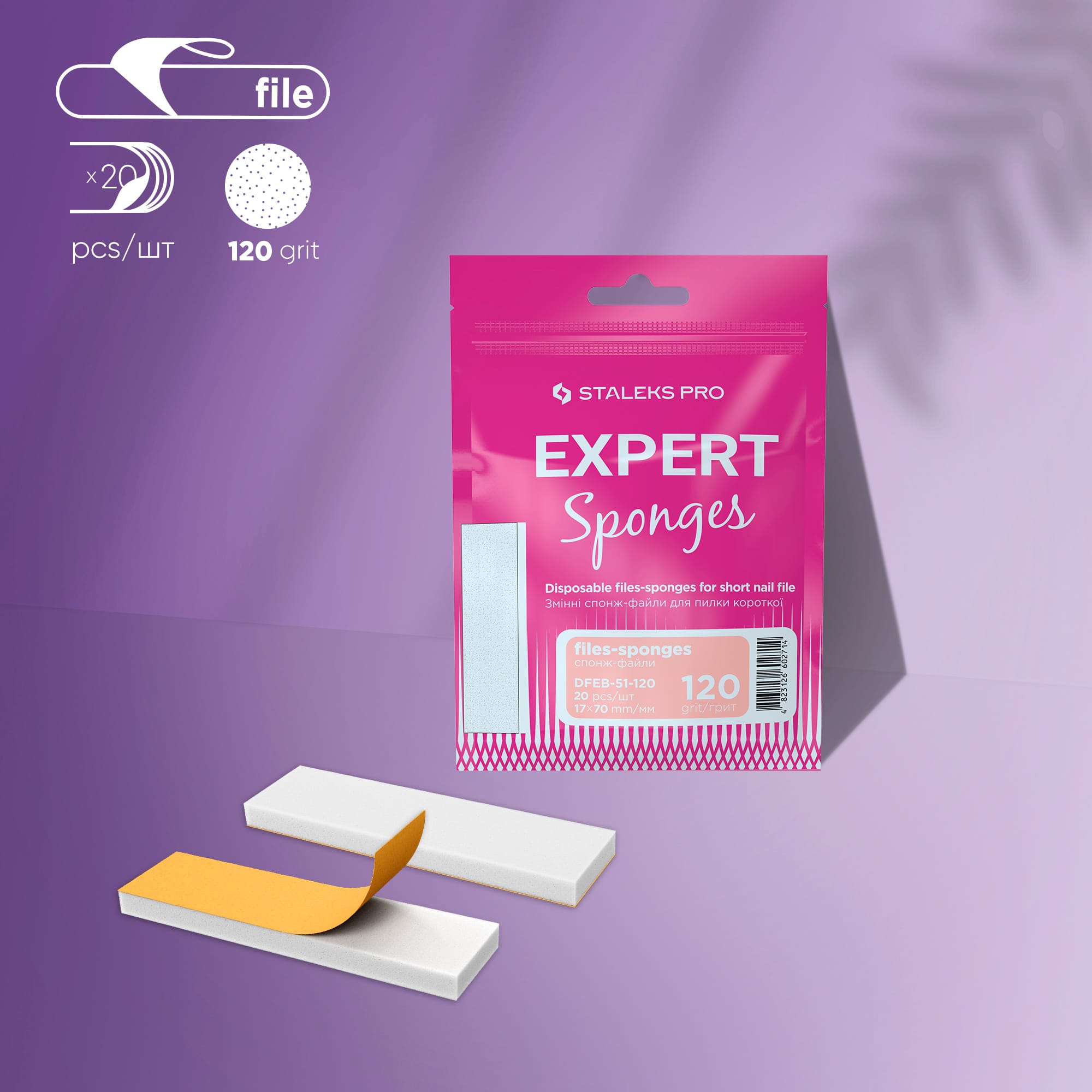 Limes-éponges jetables Staleks pour lime à ongles courte EXPERT 51, grain 120 (20 pièces)