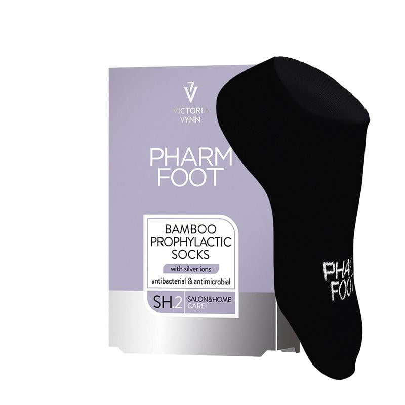 Calcetines de bambú Pharm Foot para después del tratamiento con Microsilver, talla 35-38 (negro)