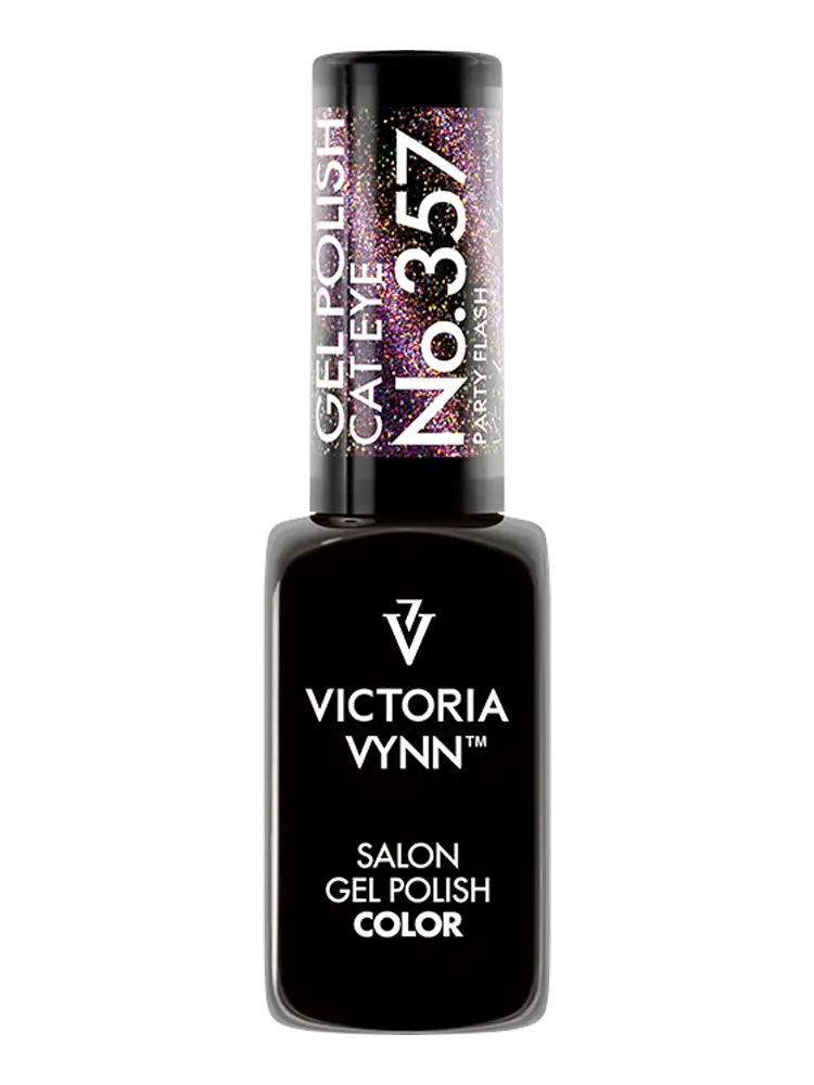 Hermoso esmalte en gel morado con efecto ojo de gato «Victoria Vynn Party Flash» n.º 357