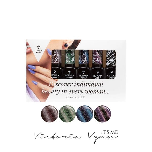 Colección de esmaltes de gel «Ojos de gato» navideños de Victoria VYNN, paquete de 5