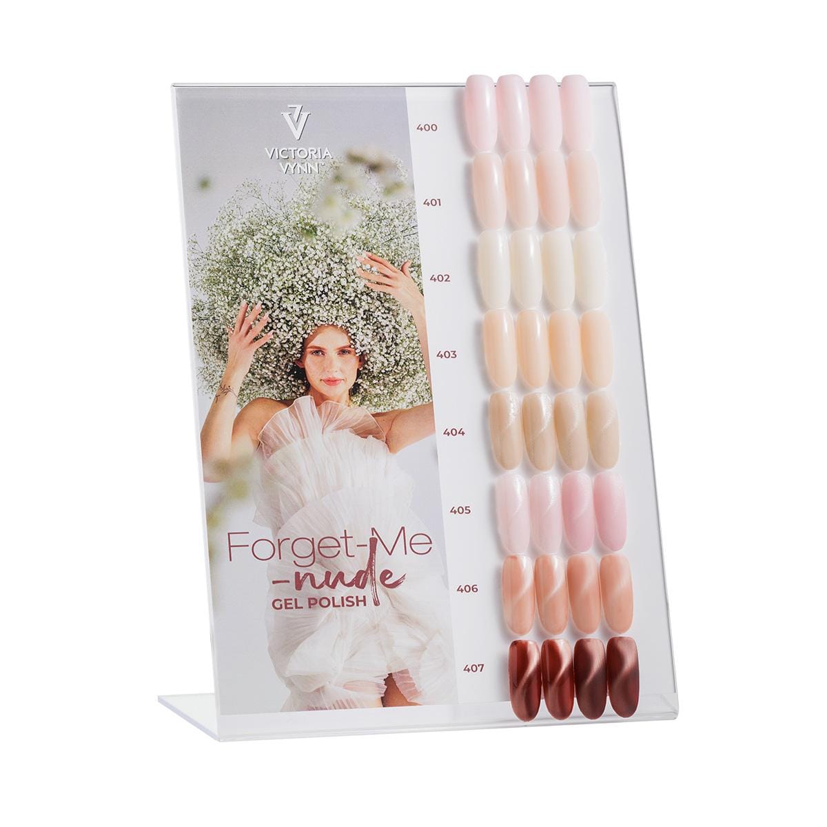 Présentoir de la collection de vernis gel « Forget Me Nude » de Victoria VYNN