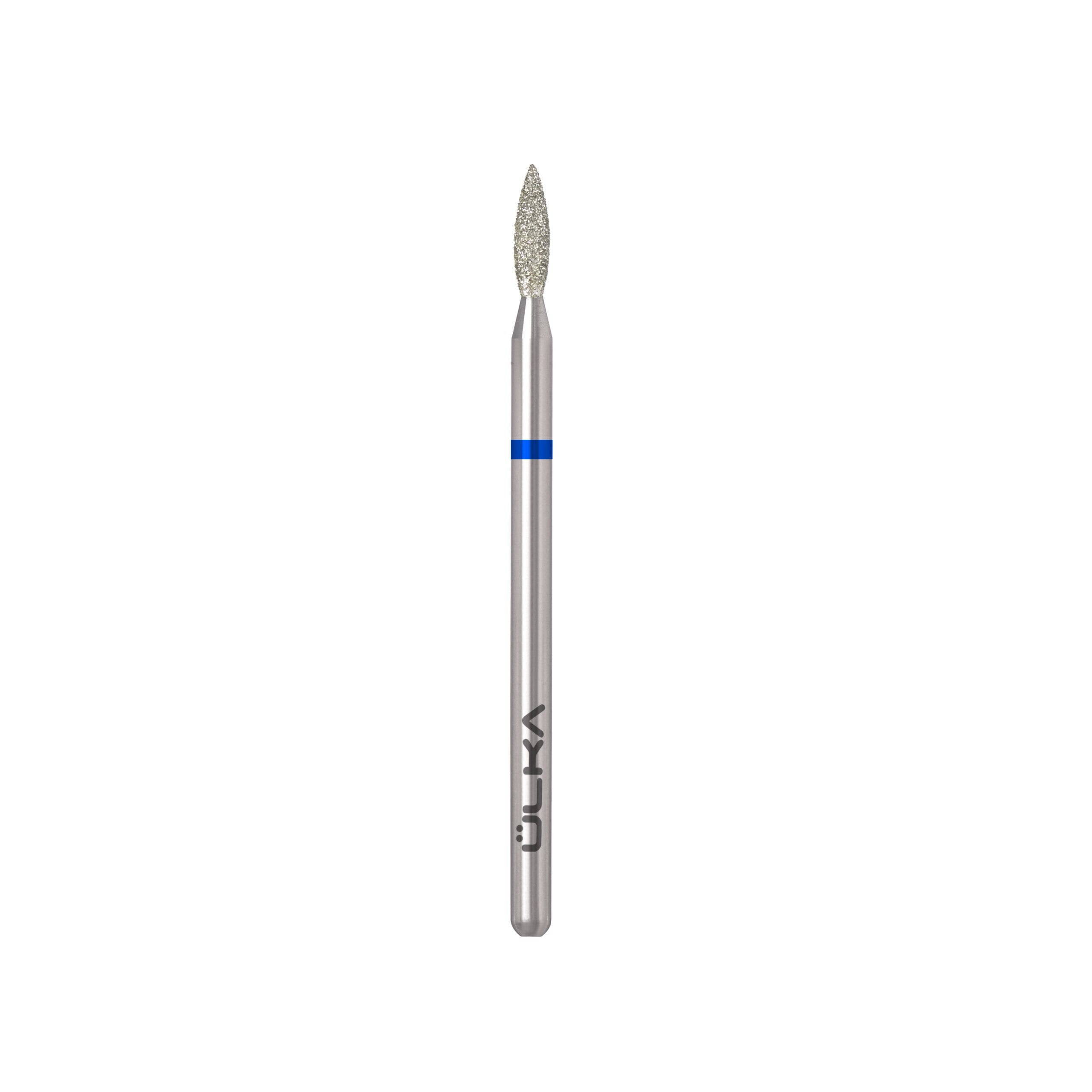 Broca para manicura ÜLKA Diamond con cabeza azul llama, diámetro de 2,1 mm / parte activa de 8 mm (F218-M)