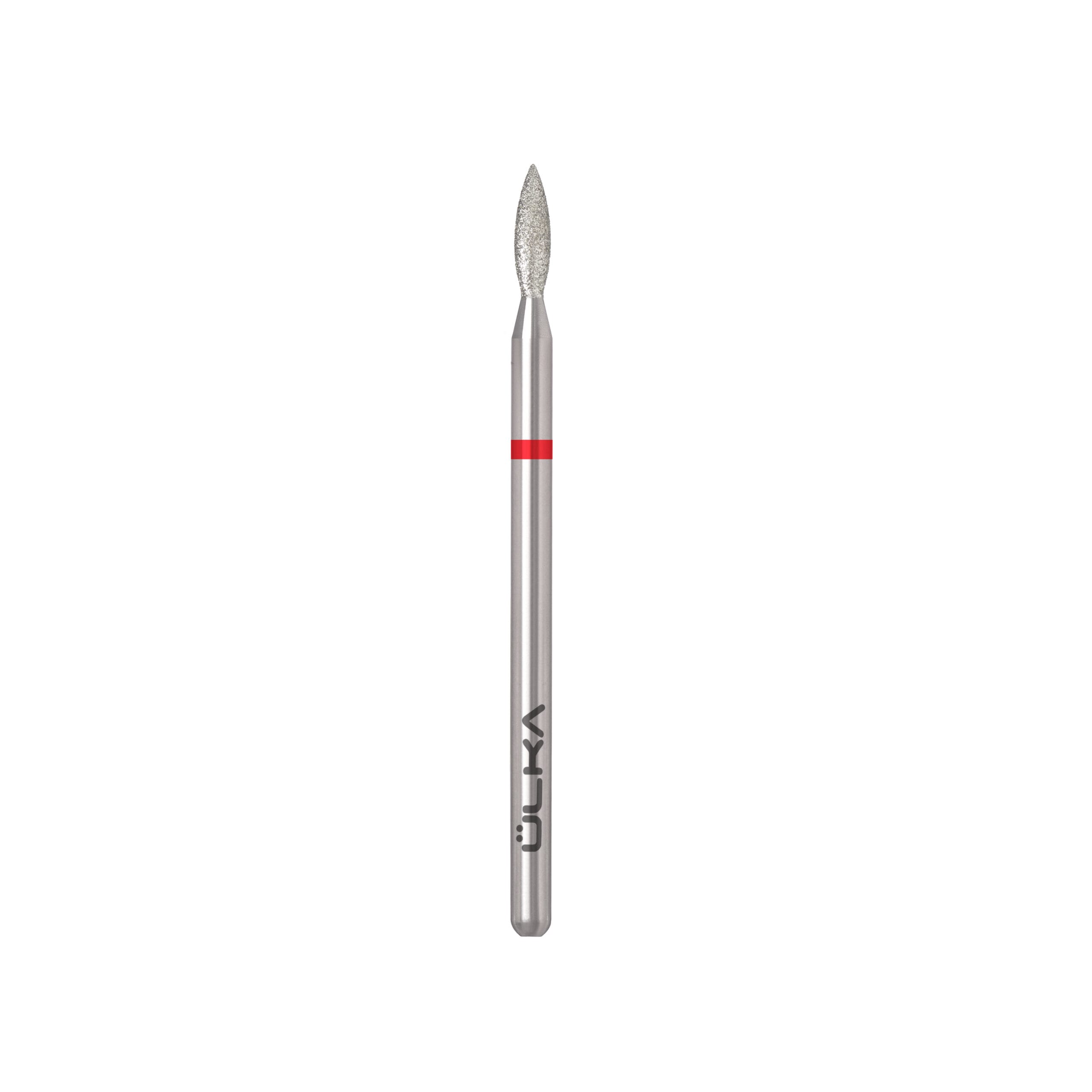 Broca para manicura ÜLKA Diamond, cabeza roja fuego, diámetro 2,3 mm / parte activa 8 mm (F238-F)