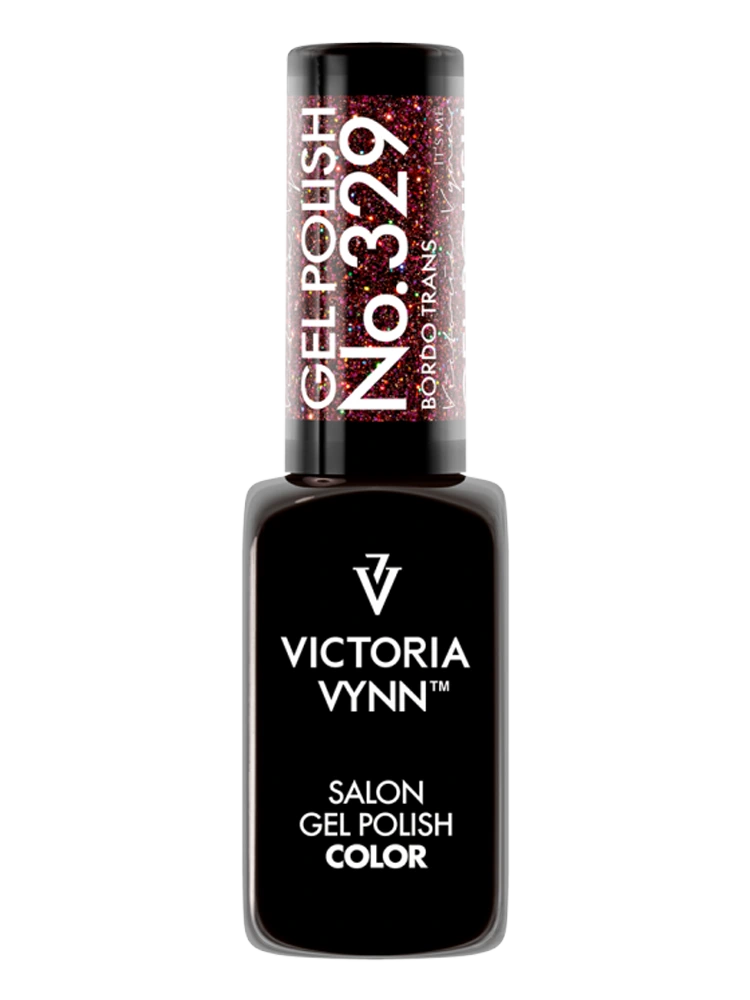 Esmalte en gel con purpurina disco Victoria VYNN Bordo Trans 329, colección Disco Fever