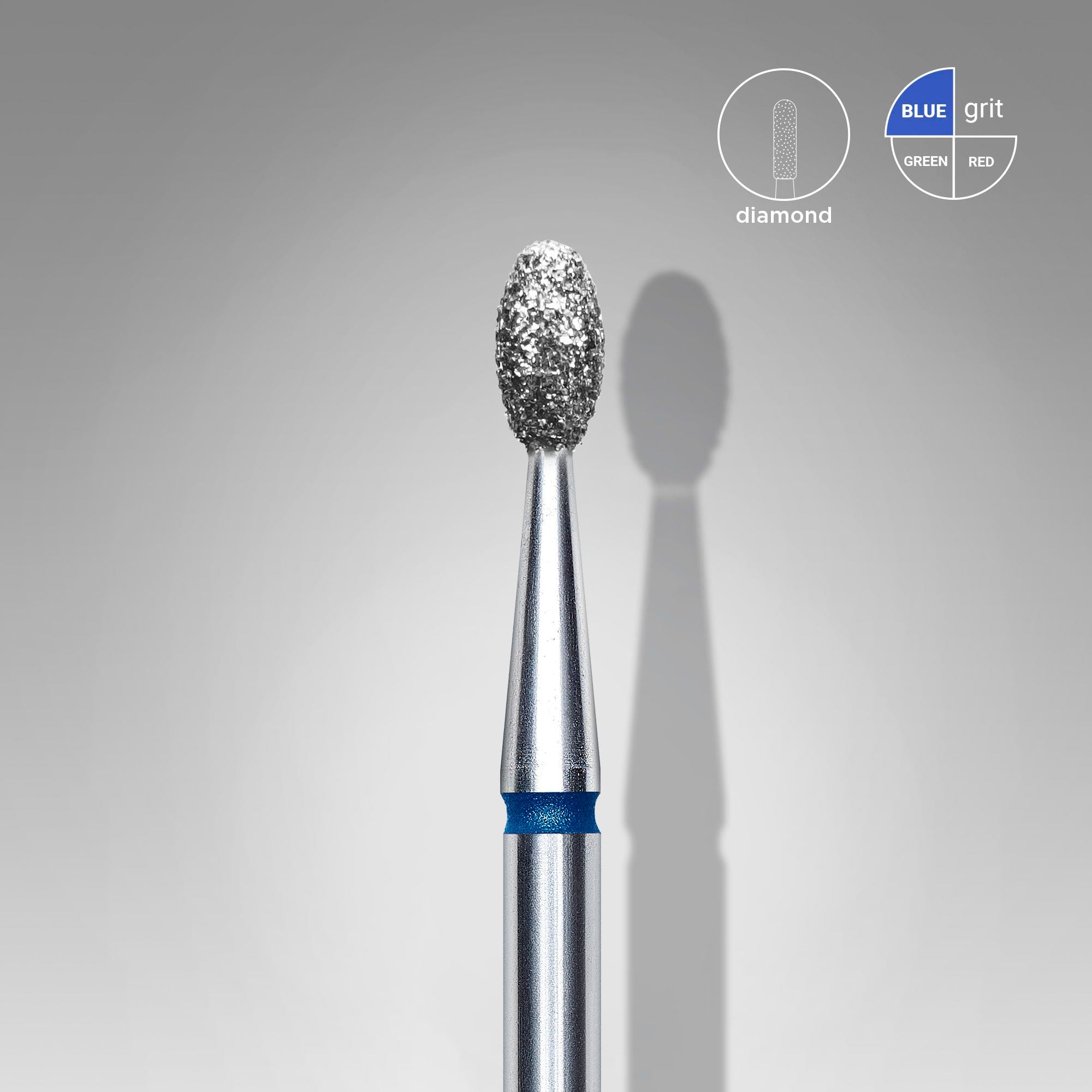 Foret diamanté pour ongles Staleks PRO EXPERT, bleu olive (diamètre de la tête : 2,5 mm / partie active : 5 mm)