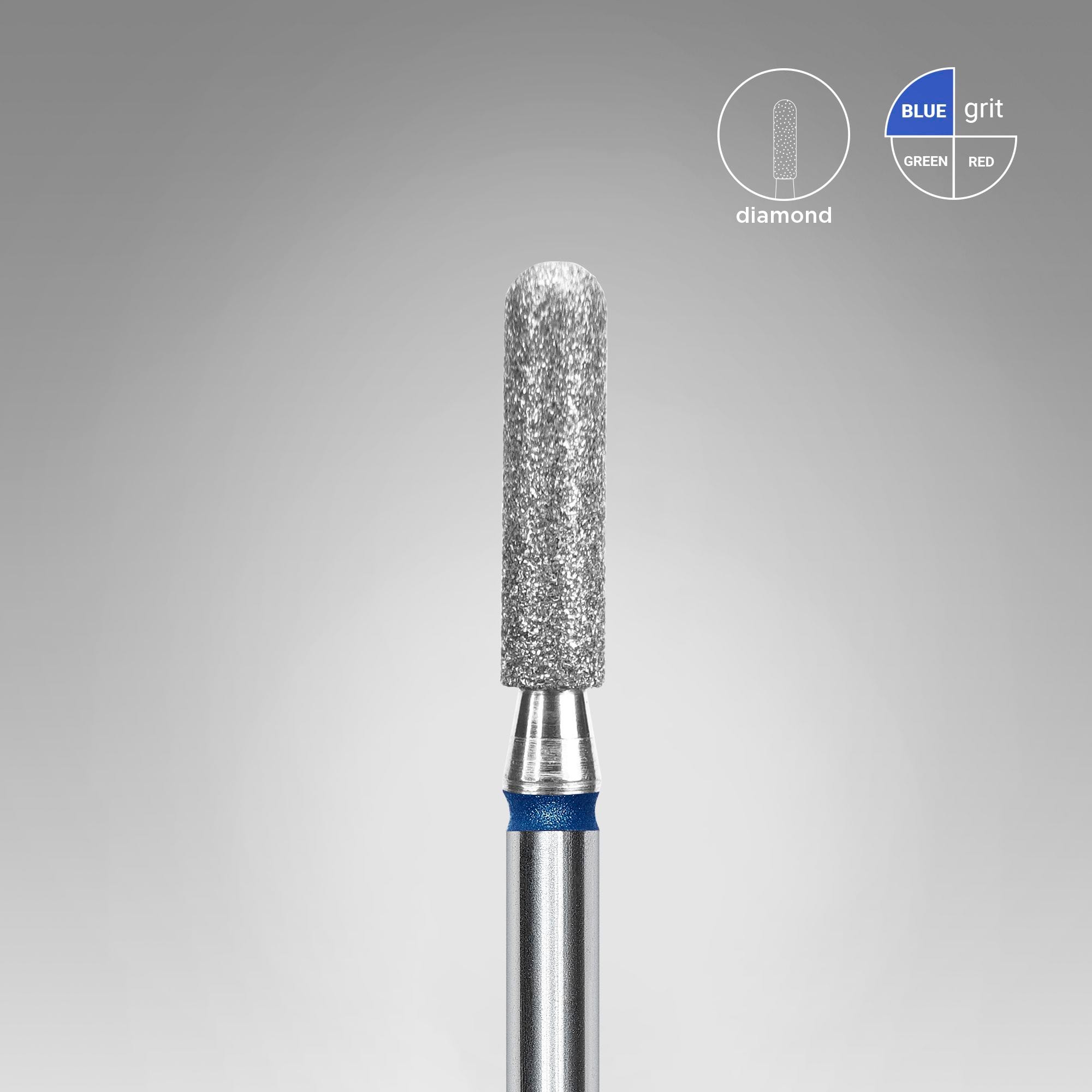 Foret à ongles Staleks Diamond, " cylindre arrondi ", bleu, diamètre de la tête : 2,5 mm, longueur utile : 10 mm (FA30B025/10)