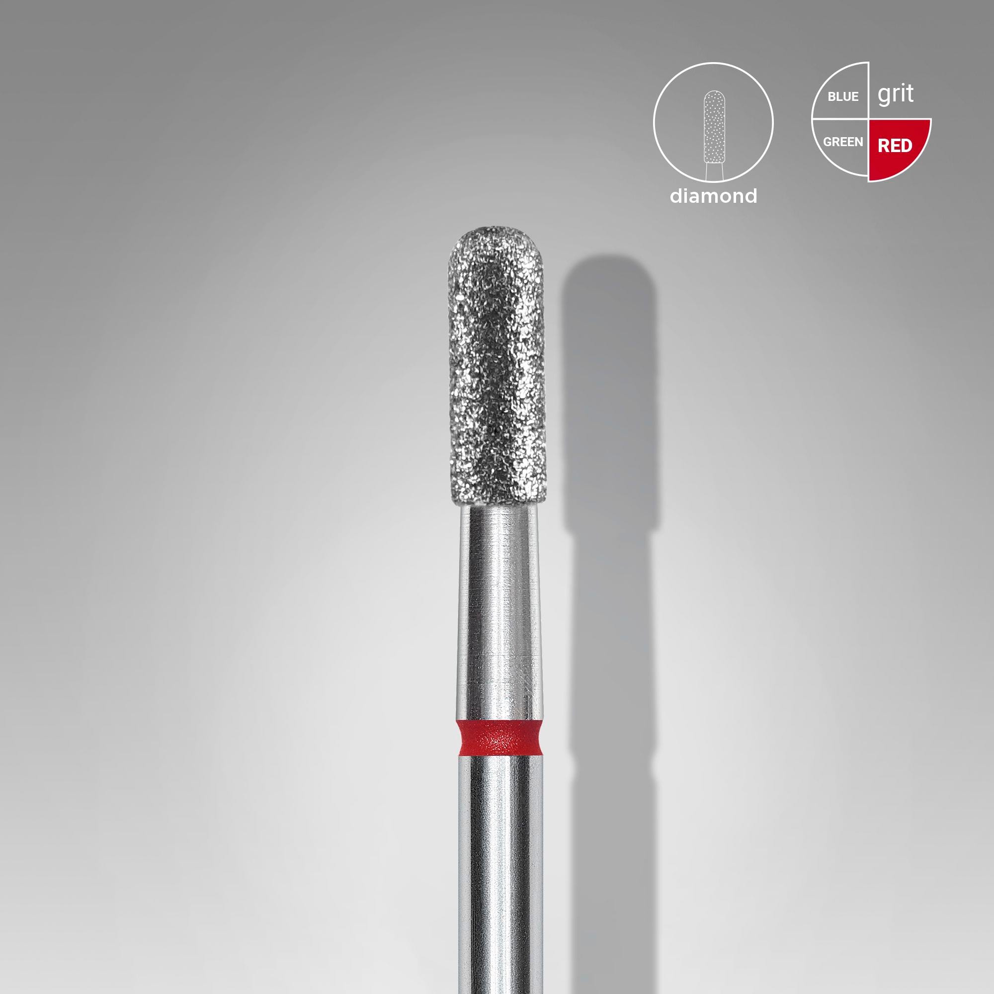 Foret à ongles Staleks Diamond, " cylindre arrondi ", rouge, diamètre de la tête : 2,3 mm, partie active : 6,5 mm (FA30R023/6,5)