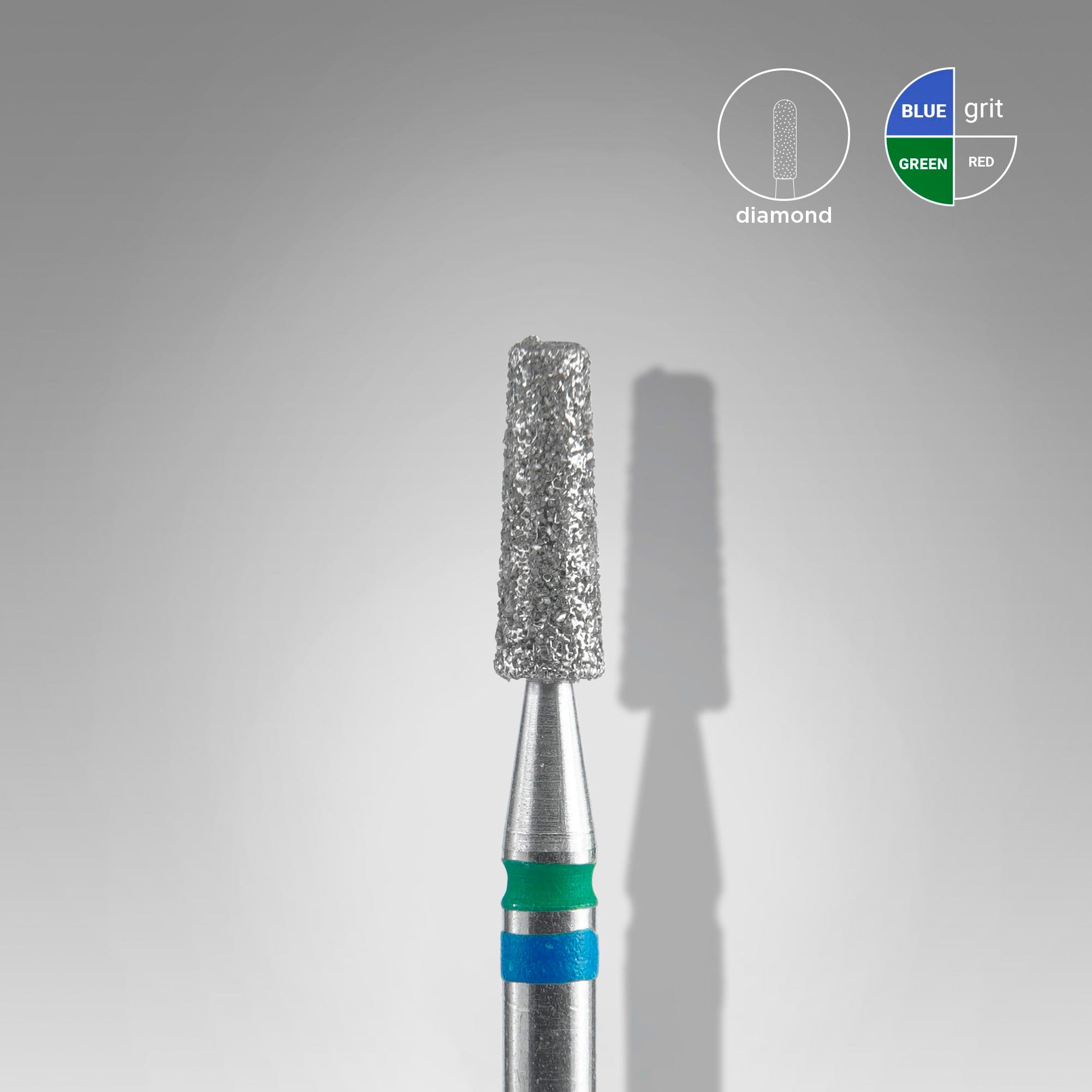 Foret diamanté pour ongles Staleks PRO EXPERT DUO Cone bleu et vert (diamètre de la tête : 2,5 mm / partie active : 8 mm)