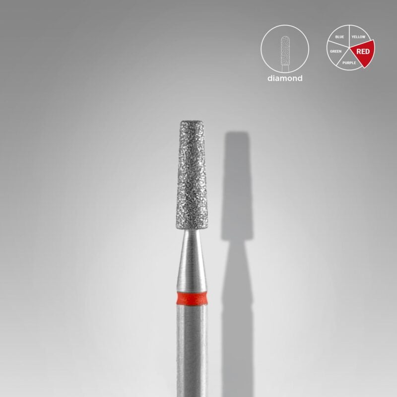 Foret à ongles Staleks PRO Diamond, forme tronconique, rouge, tête EXPERT, diamètre 2,5 mm / partie active 8 mm