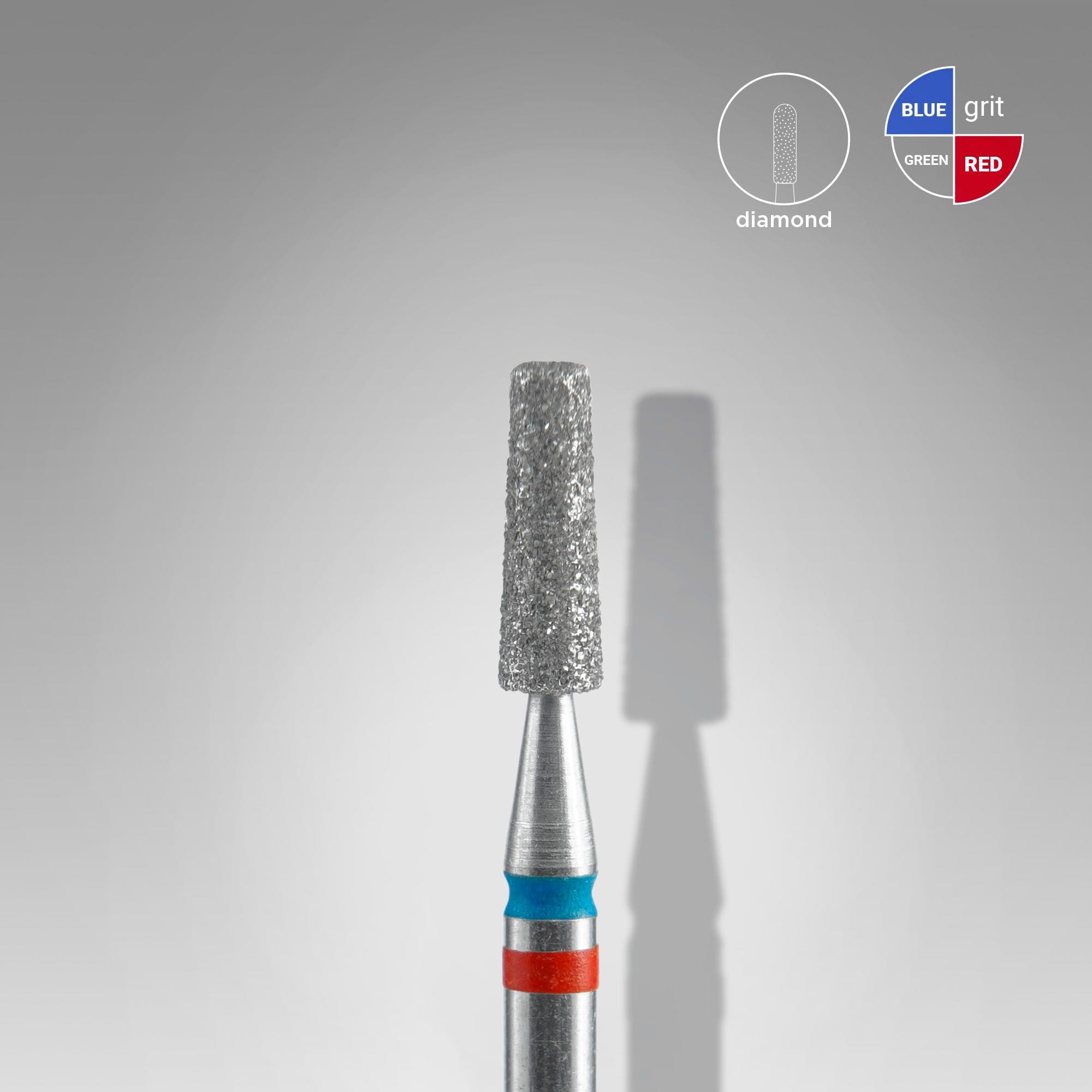 Foret diamanté pour ongles Staleks PRO EXPERT DUO Cone rouge et bleu (diamètre de la tête : 2,5 mm / partie active : 8 mm)