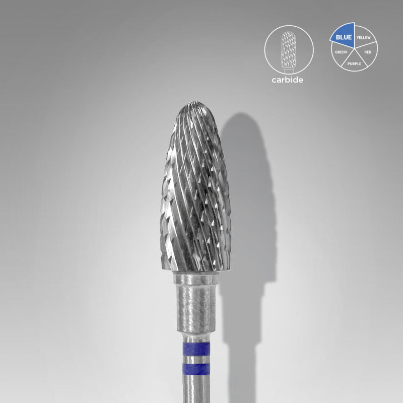 STALEKS PRO Foret à ongles en carbure pour gauchers, bleu maïs, tête EXPERT, diamètre 6 mm / partie active 14 mm