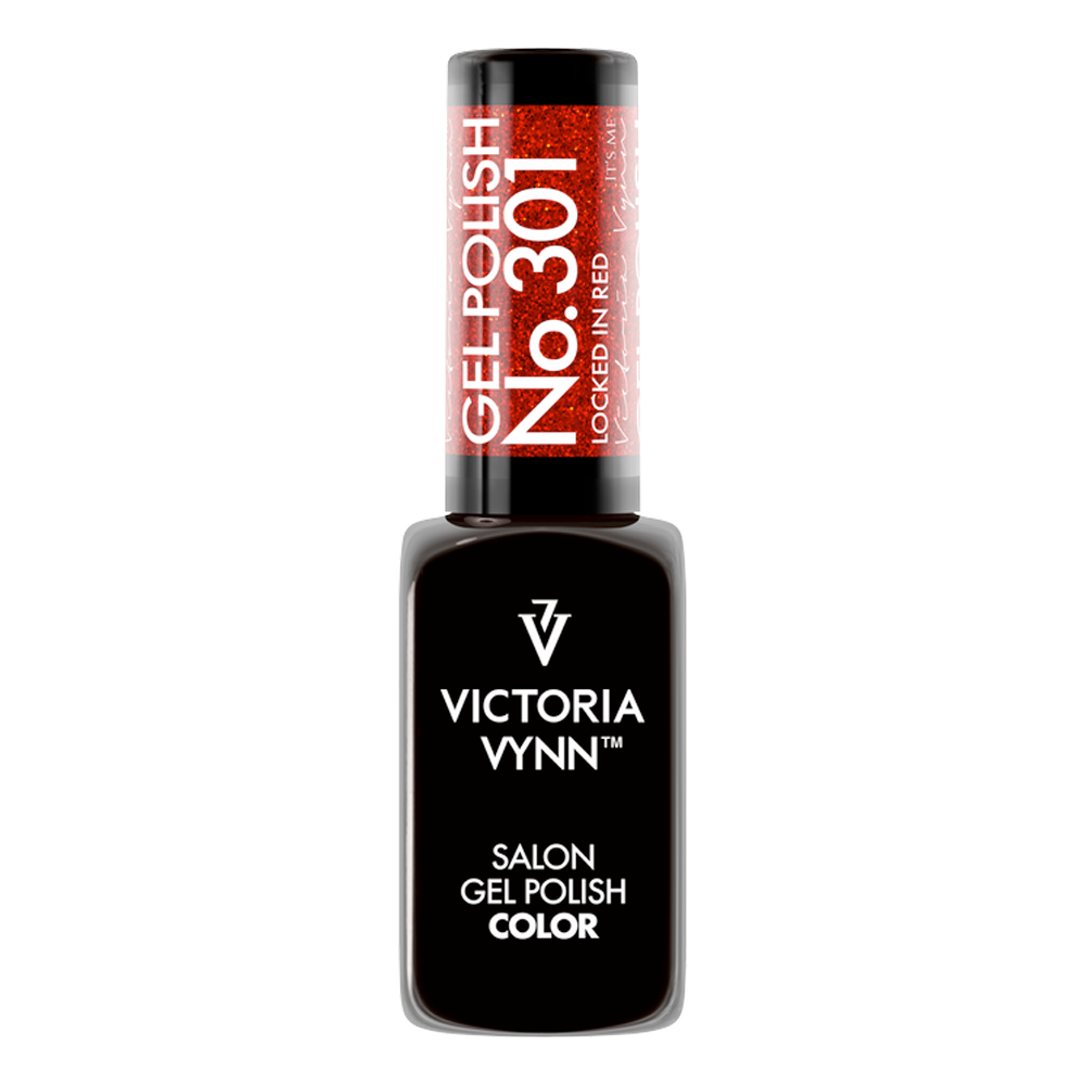 esmalte en gel rojo con purpurina