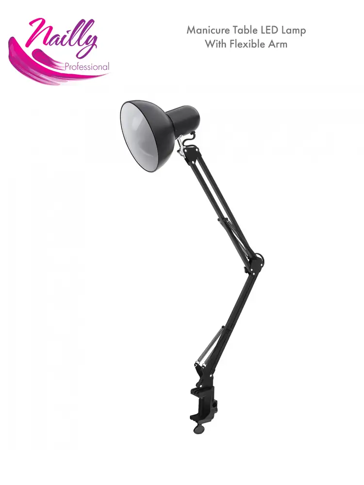 Professional Manicure Table Lamp With Flexible Swivel Arm Black Lampe de table professionnelle pour manucure, avec bras pivotant flexible, noire