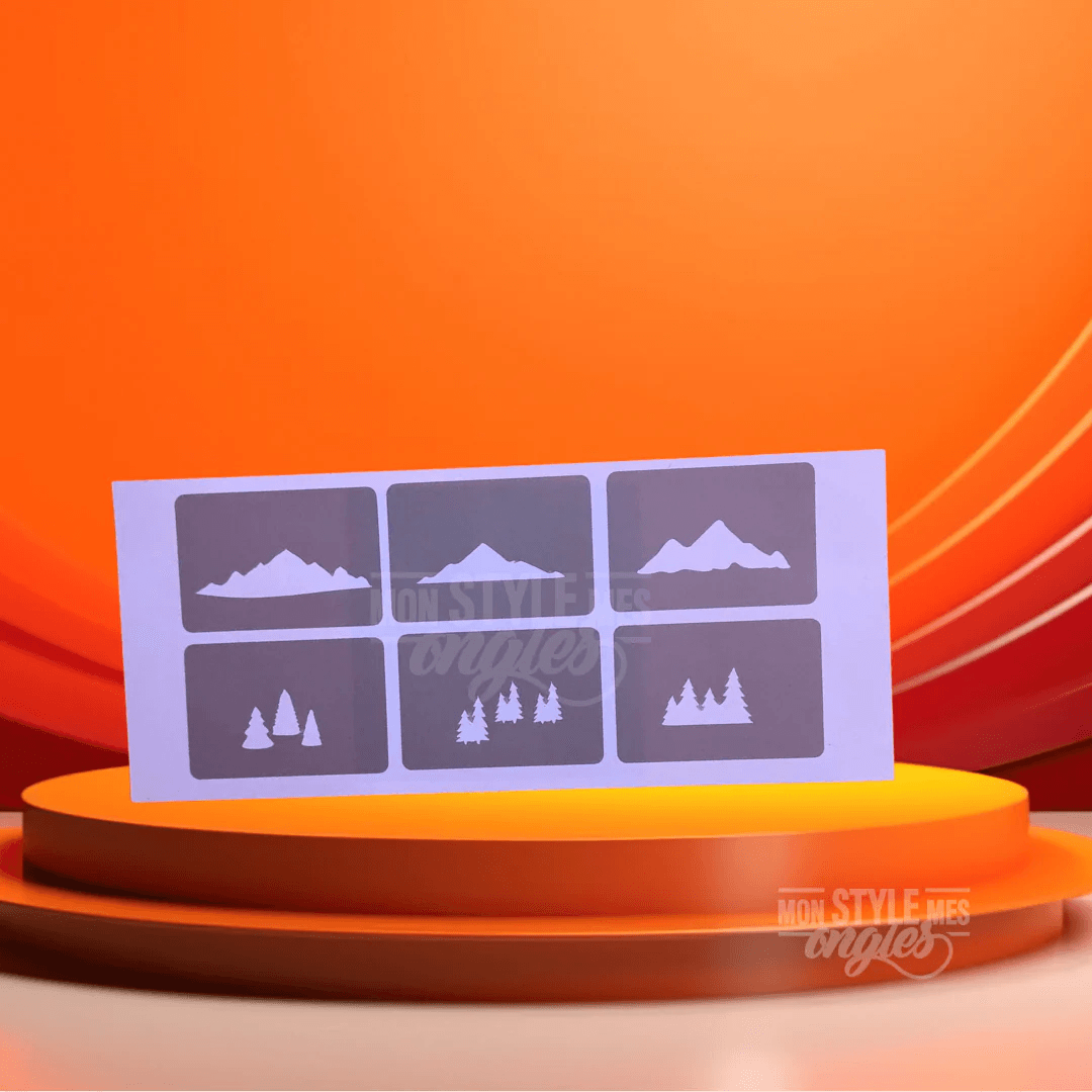 MSMO Nail Art Stencil – Mountains | Nature Landscapes for Airbrush