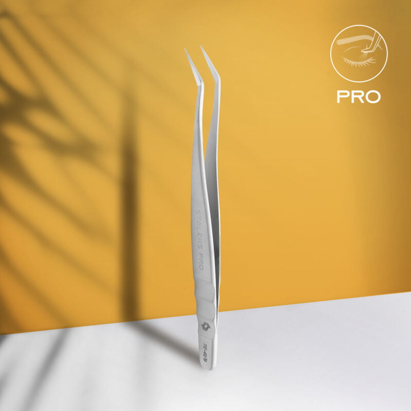 Staleks PRO Professional eyelash tweezers EXPERT 41 TYPE 9 (L-shaped, 35′)