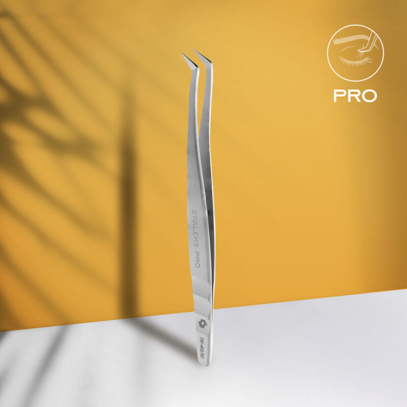 Staleks PRO Professional eyelash tweezers EXPERT 40 TYPE 12 (curved tweezers for volume extension,65')