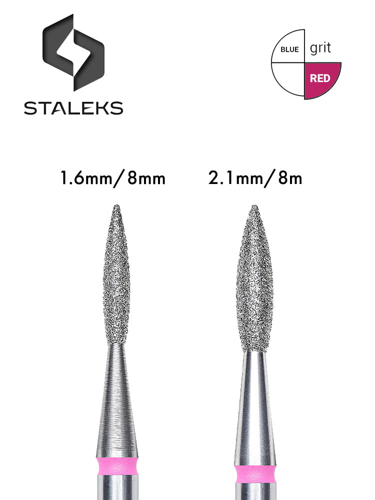 Forets diamantés pour ongles Staleks Best, pointus, type « flamme », rouges