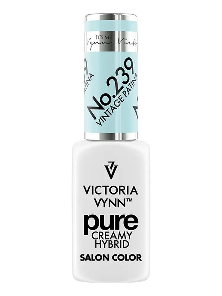 Esmalte en gel híbrido blanco puro y cremoso, verde menta pastel cremoso, pátina vintage n.º 239