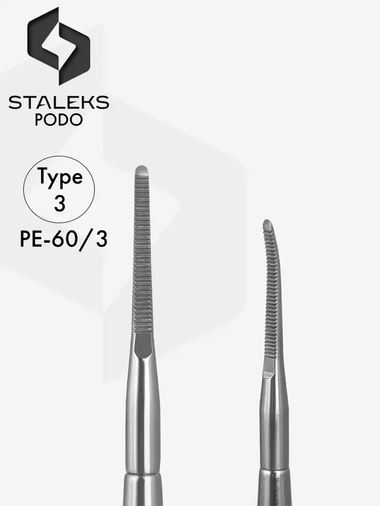 Outil de pédicure 2 en 1 Staleks PRO avec lime à ongles à extrémité courbée Expert 60 Type 3