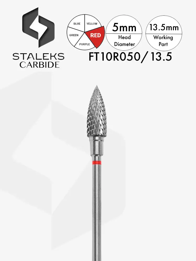 Foret en carbure Staleks PRO « Flame », diamètre de la tête : 5 mm, longueur de coupe : 13,5 mm, référence FT10R050